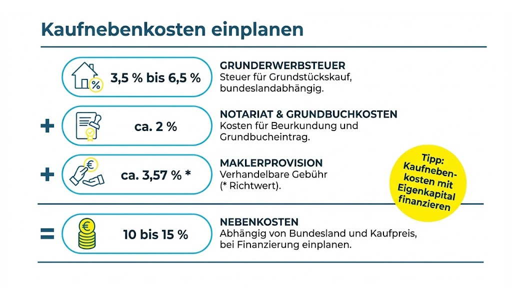 Grafik wie sich die Kaufnebenkosten bei der Grunderwerbssteuer ergeben
