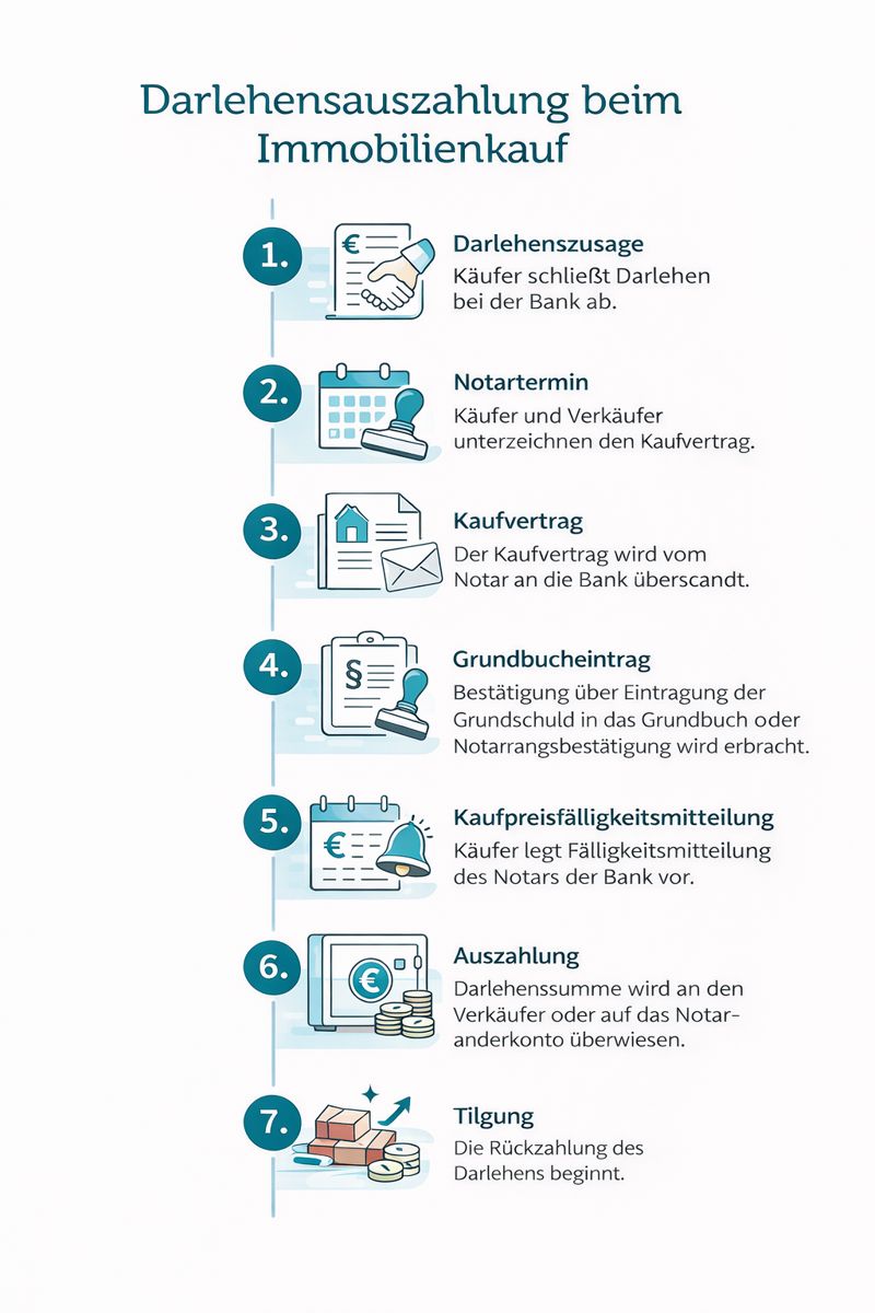 Schritt für Schritt zur Darlehensauszahlung beim Immobilienkauf
